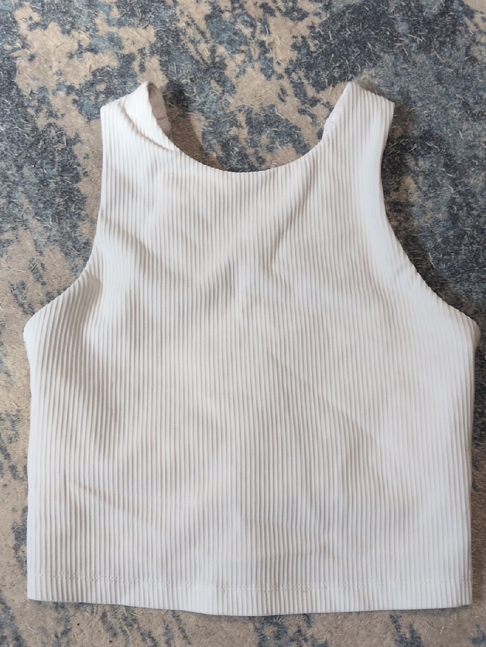 Ribbed Cream Crop Tank Top for Women